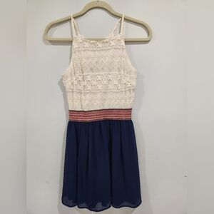 Speechless Lace Top Dress with Navy Skirt